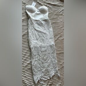 LOVECAT NWT White Lace Strapless Bustier Midi Dress (4)